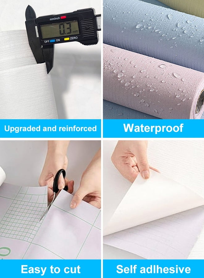 نوايوو ورق جدران بنقوش قماشية، ورق جدران ذاتي اللصق، ورق جدران لاصق قابل للإزالة ومقاوم للماء، ورق جدران للغرف، ورق جدران للخزائن والأثاث، ورق جدران مزخرف (رمادي فاتح) - Image 4